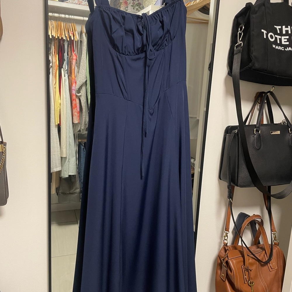 SHEIN Strapless Navy Blue Dress